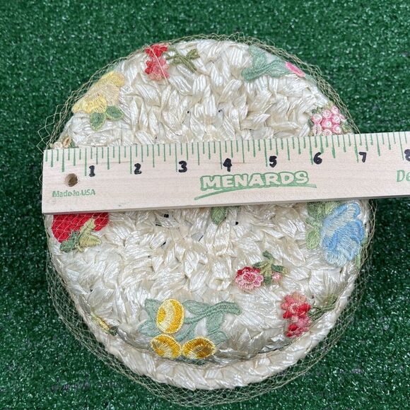 Womens Fancy Dress Derby Church‎ Ivory Floral Hat With Netting My Hats A Michele - Picture 9 of 10